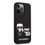 Karl Lagerfeld and Choupette Liquid Silicone Case, skirtas iPhone 13 Pro, juodas