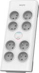 Philips prailgintuvas su 8 lizdais, 2m laidas, baltas