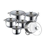 Royalty Royalty Line RL-1231 &ndash; Puodų rinkinys su stikliniais dangčiais, 12 vnt