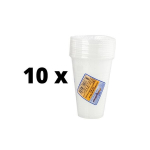 Vienkartinės stiklinės, baltos, 200 ml, 10 vnt. x 10 pak. pakuotė
