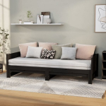 I&scaron;traukiama lova, juoda, 2x(90x200)cm, pu&scaron;ies medienos masyvas