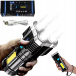 Daugiafunkcis įkraunamas karinis taktinis žibintuvėlis USB 5 LED