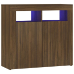 &Scaron;oninė spintelė su LED ap&scaron;vietimu, 80x35x75cm, ruda ąžuolo spalva