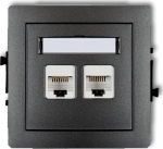 Dvigubas kompiuterinis lizdas Rj45 Kat.6, juodas matinis