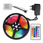 LED juosta su pultu ir blokeliu RGB, 5 m
