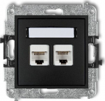 Dvigubas Rj45 Cat. 6 kompiuterinis lizdas, matinis juodas Karlik Mini