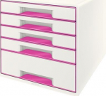 Leitz Wow Cube dokumentų organizatorius, 5 stalčiai, A4+, rožinis
