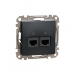 Schneider Electric Sedna Design 2xRJ45 CAT6 UTP duomenų lizdas, juoda/antracitas