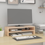 Monitoriaus stovas vidaXL, Pu&scaron;ies medienos masyvas, (52&ndash;101)x22x14cm, ruda