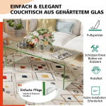 Costway kavos staliukas stiklinis staliukas U formos &scaron;oninis staliukas pagamintas i&scaron; grūdinto stiklo 108 x 50 x 35 cm