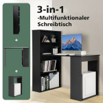 Costway ra&scaron;omasis stalas su knygų lentyna kompiuterio stalas su 6 lentynomis kompiuterio stalas su lentyna biuro stalu juodas