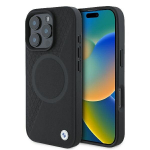 BMW odinis dėklas su pusiau reljefiniu pavir&scaron;iumi ir MagSafe žiedu iPhone 16 Pro - juodas