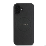 Dėklas, skirtas iPhone 16 &ndash; Guess Grained Gold Ring MagSafe (GUHMP16SPGHSMMMMK) &ndash; juodas