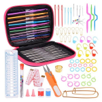 Nėrimo rinkinys su 22 kabliukais ir priedais dėkle, spalvotas
