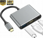 Usb-c hub 3in1: Hdmi 4k, Usb 3.2, Pd 100w