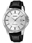 Vyri&scaron;kas laikrodis Casio su juodu dirželiu ir sidabriniu ciferblatu