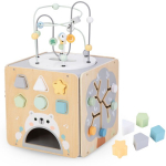 Didelis medinis veiklos kubas su kilpa Montessori