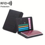 RFID apsauginė daugiafunkcė kelioninė paso piniginė, Juoda