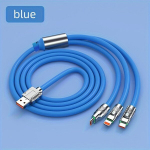 1vnt/2vnt 3-Į-1 Greita USB Kabelis - Patvarus Įkroviklis IPhone & Android, Spalvoti C & Mikro Jungtys, Universalus Suderinamumas, Mėlyna B