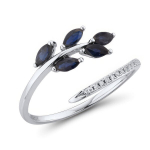 Balto aukso žiedas moterims su briliantais ir safyrais Brasco 60868 60868-19, 19