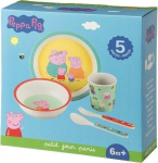 Melamino indų ir stalo įrankių rinkinys Petit Jour Paris Peppa Pig, 6 mėn+, 5 d.