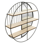 Apvali sieninė lentyna su veidrodžiu ZINA, &Oslash; 56 cm