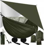 Turistinis hamakas su tentu ir tinkleliu nuo uodų 260x140 cm TRIZAND