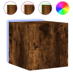 Sieninė Televizoriaus spintelė，TV spintelė，TV staliukas su LED lemputėmis, dūminė, 30,5x35x30cm CFE145598