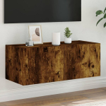 Sieninė Televizoriaus spintelė，TV spintelė，TV staliukas su LED lemputėmis, dūminė, 80x35x31cm CFE872393