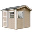 Auk&scaron;čiausios kokybės sodo namelis 5,9 m&sup2; - H252x250x294 cm - su grindimis ir bitumine danga - TIMBELA M913-TERRA BROWN