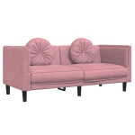 Dvivietė sofa，Poilsio sofa su pagalvėlėmis, rožinės spalvos, aksomas CFE50587