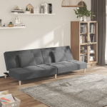 Dvivietė sofa-lova，Poilsio sofa su dvejomis pagalvėmis, pilka, audinys CFE25933