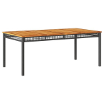 Sodo stalas，Lauko stalas, juodas, 180x90x75cm, poliratanas/akacijos mediena CFE722359