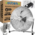 Pramoninis grindinis ventiliatorius Volteno, 200 W, 50 cm, 3 greičiai, su pasvirimo funkcija, metalinis, chromo spalvos