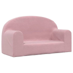 Vaiki&scaron;ka dvivietė sofa, rožinės spalvos, mink&scaron;tas pliu&scaron;as CFE57780