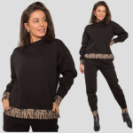 Medvilninis pa&scaron;iltintas laisvalaikio komplektas moterims Rochella, juodas