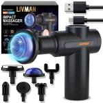 LIVMAN BX-750-H su kar&scaron;to ir &scaron;alto masažo terapija, 6 greičio režimais ir 6 keičiamomis galvutėmis, 1800mAh, 25W