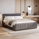 Lova SOMNELLA + Čiužinys SAPNAS 2 XL|180x200|Tamsiai pilka #54|Veliūras