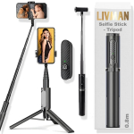 Asmenukių lazda ("Selfie sticks") LIVMAN Oth-AB202 - daugiafunkcis asmenukių lazdas ir trikojis su nuotolinio valdymo pultu, 0,8m
