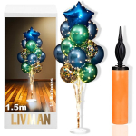 Balionų stovas LIVMAN LX-01 su 13 balionų, 2 LED &scaron;vieselių girliandomis ir komplekte esančiu balionų pripūtimo pompa, 1,5m