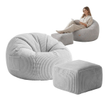 Velvetinis sėdmai&scaron;is Mark Adler Comfy 3.0 Grey &ndash; su pakoju, stilingas pilkas pufas