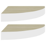 vidaXL Sieninės lentynos, 2vnt., baltos/ąžuolo, 35x35x3,8cm, MDF, Balta