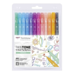Flomasterių rinkinys TOMBOW TwinTone Pastels, 12 pastelinių atspalvių