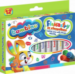 Flomasteriai su antspaudais Bambino, 12 spalvų