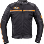 Vyri&scaron;ka motociklininko striukė W-TEC 2Stripe - Black-Beige-Orange 3XL