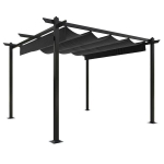 vidaXL Sodo pavėsinė su įtraukiamu stogu, antracito spalvos, 3x3m, Antracito
