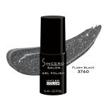 Gelinis nagų lakas "Sincero Salon", 6ml, FLASH BLACK, 3760