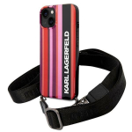 Dėklas telefonui KARL LAGERFELD Color Stripes Strap - iPhone 14 Plus, rožinis