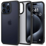 Telefono dėklas - SPIGEN - Ultra Hybrid - iPhone 15 Pro Max - Pusiau skaidrus - Juodas &scaron;erk&scaron;nas