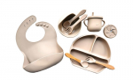 Vaikų silikoninių indų rinkinys, smėlinis, 10 d.
